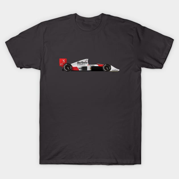 Ayrton Senna's McLaren Honda MP4/5 Illustration T-Shirt by Burro Wheel